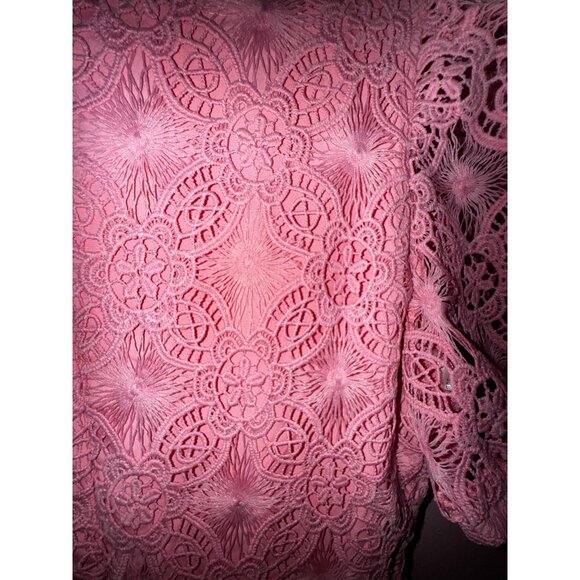 Pink Lace Rhinestone Buttons Small Cocktail Dress Princess Girly Feminine Barbie - Picture 5 of 7